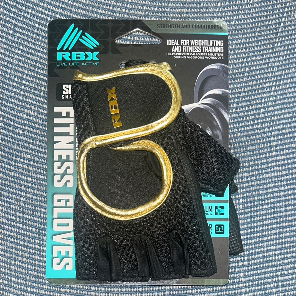 NWT RBX Black Gloves with Gold Trim